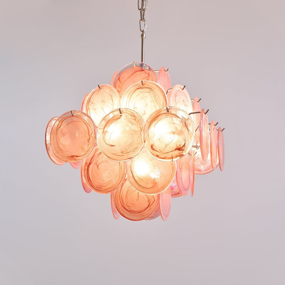 Aurelia Pink Glass Chandelier – Handcrafted Murano-Style Pendant Light for Elegant Interiors