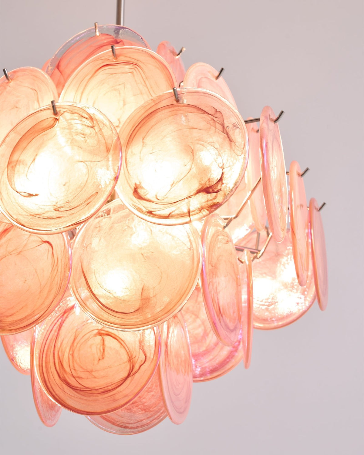 Aurelia Pink Glass Chandelier – Handcrafted Murano-Style Pendant Light for Elegant Interiors