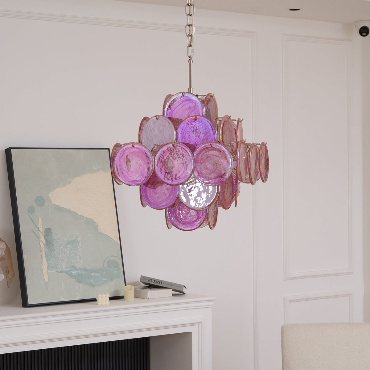 Aurelia Pink Glass Chandelier – Handcrafted Murano-Style Pendant Light for Elegant Interiors