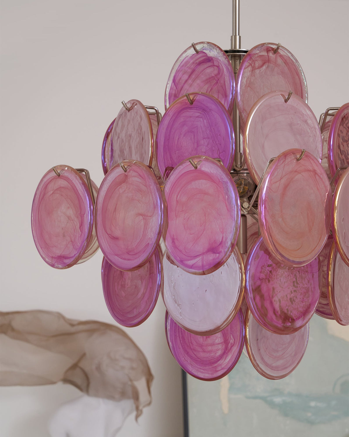 Aurelia Pink Glass Chandelier – Handcrafted Murano-Style Pendant Light for Elegant Interiors