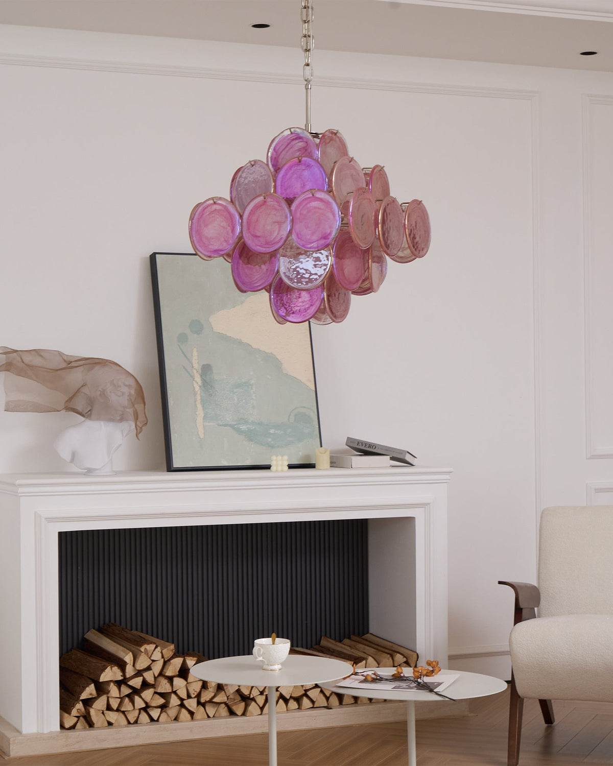 Aurelia Pink Glass Chandelier – Handcrafted Murano-Style Pendant Light for Elegant Interiors