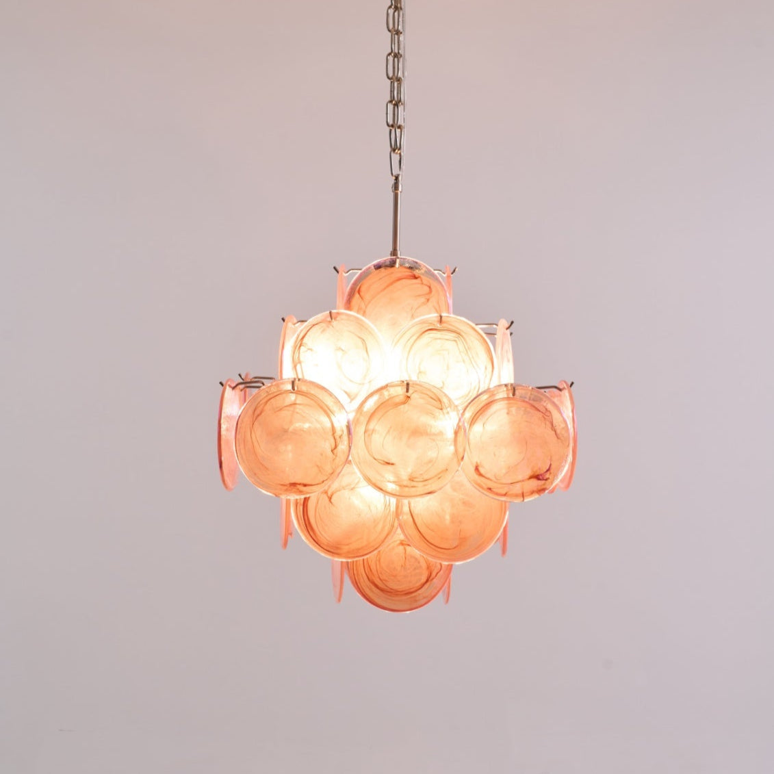 Aurelia Pink Glass Chandelier – Handcrafted Murano-Style Pendant Light for Elegant Interiors
