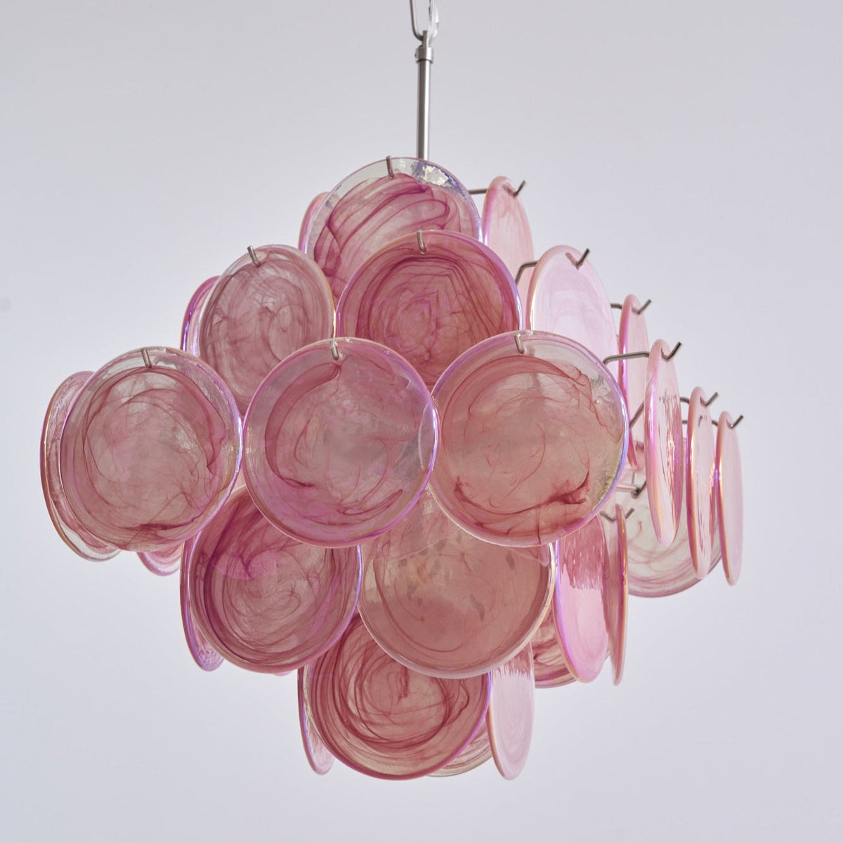 Aurelia Pink Glass Chandelier – Handcrafted Murano-Style Pendant Light for Elegant Interiors