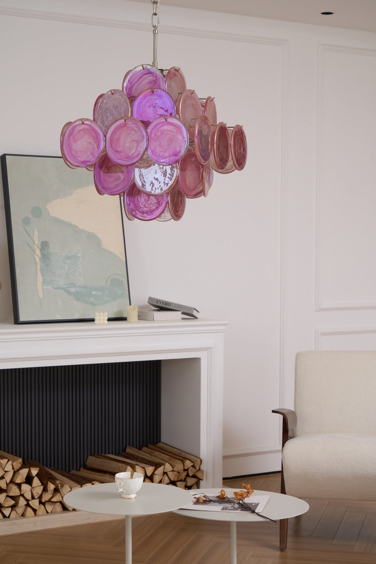 Aurelia Pink Glass Chandelier – Handcrafted Murano-Style Pendant Light for Elegant Interiors