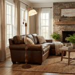 Aurelia Scroll Floor Lamp – Vintage Brass & Scalloped Glass Standing Light