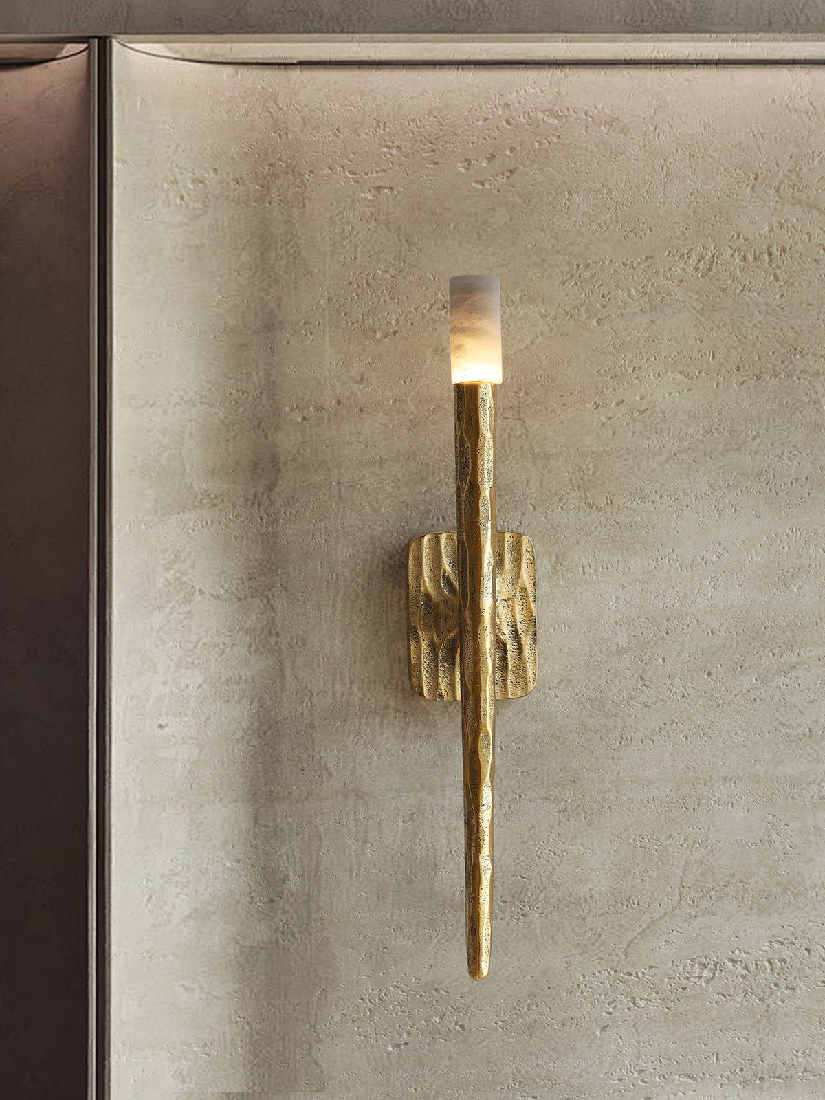 Aurelian Sculpted Alabaster Wall Sconce in Copper