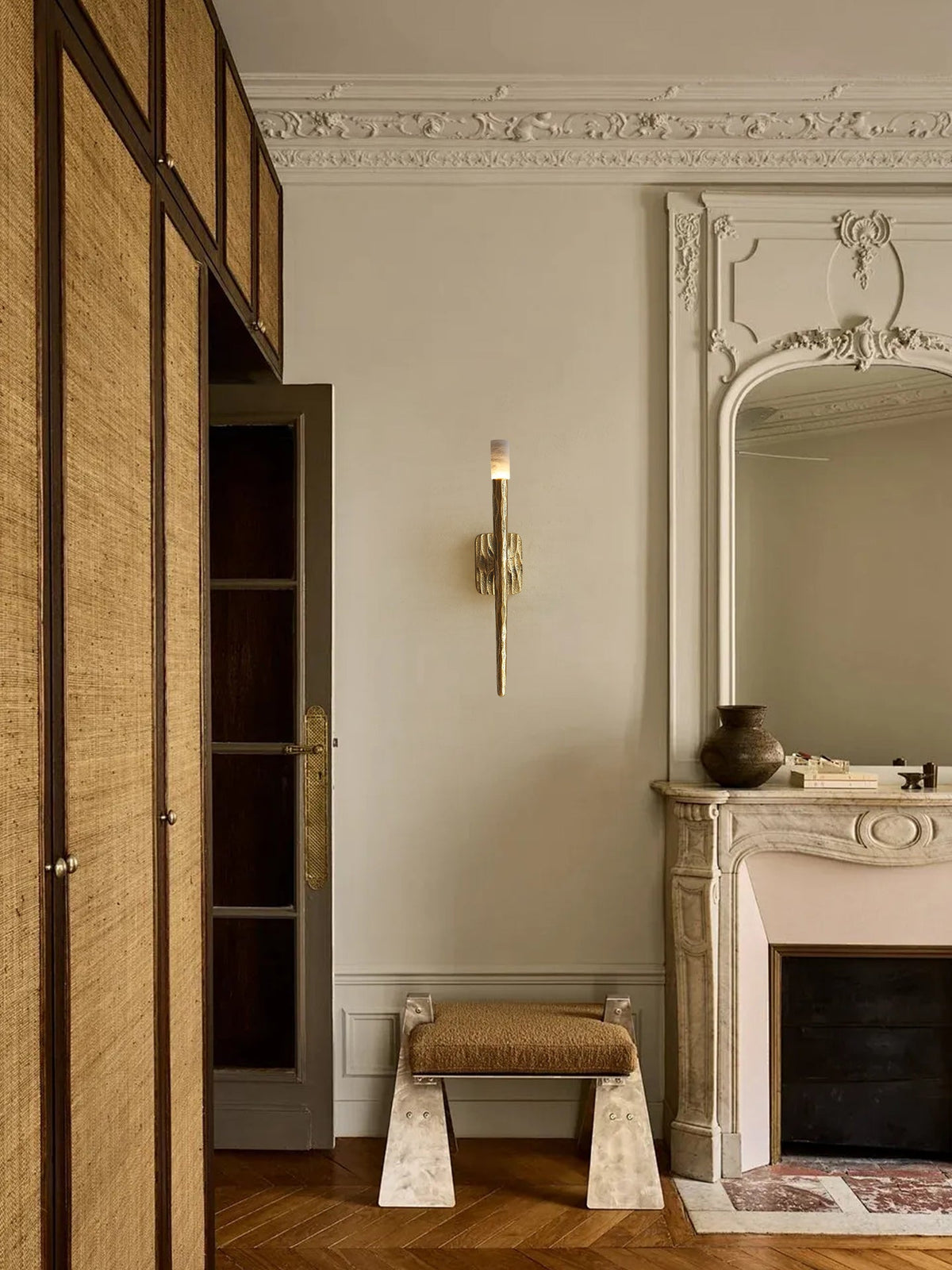 Aurelian Sculpted Alabaster Wall Sconce in Copper