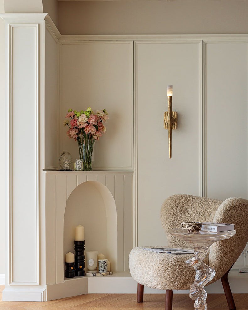 Aurelian Sculpted Alabaster Wall Sconce in Copper
