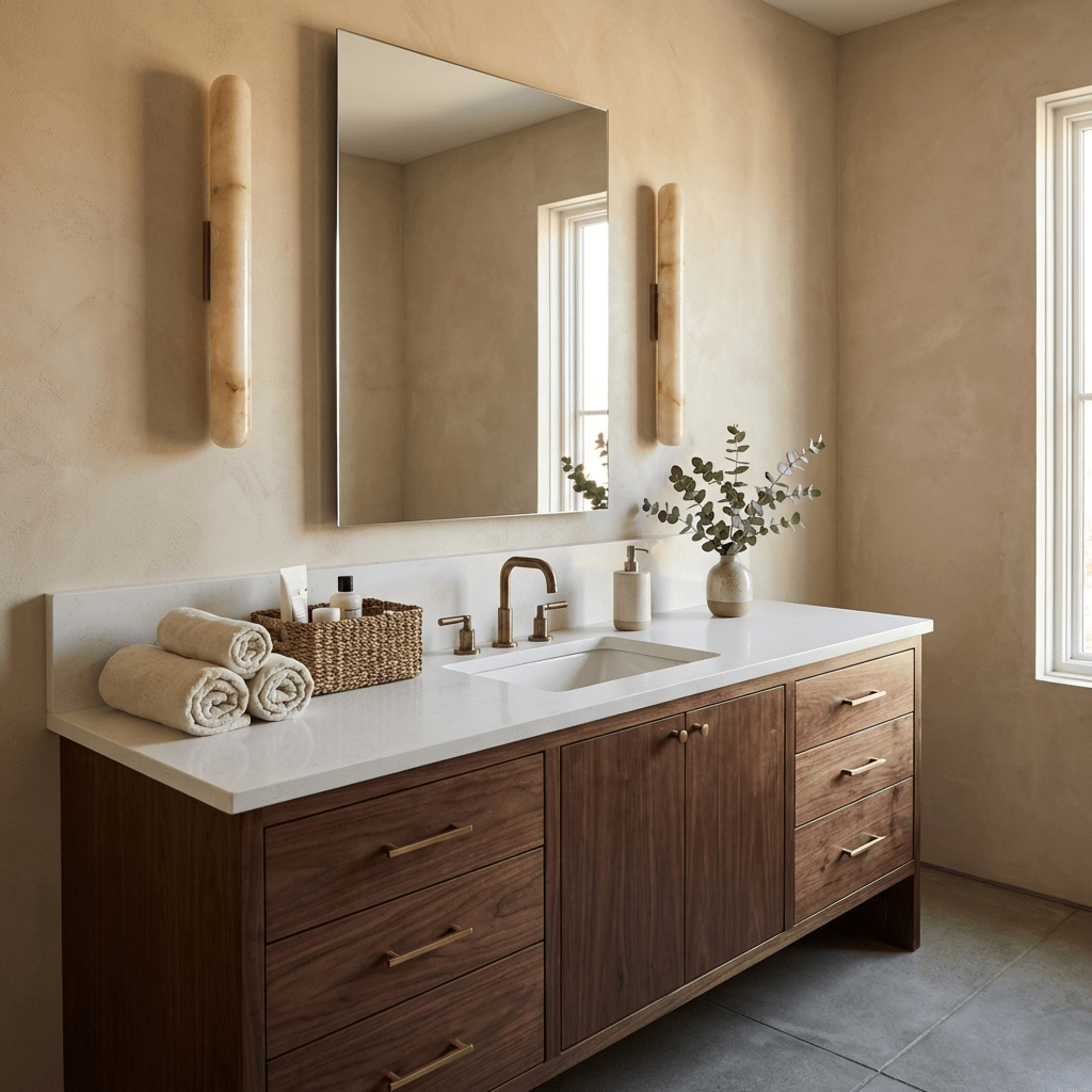 Aurelia Slim Alabaster Linear Wall Sconce — Natural Stone LED