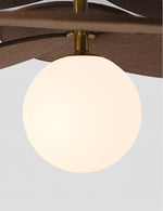 Aurelian Bloom Wooden Pendant Light with Opaline Glass Globes
