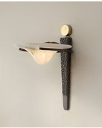 Aurelian Crest Alabaster Wall Sconce in Bronze with White Natural Stone Shade