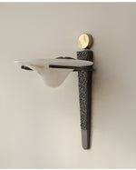 Aurelian Crest Alabaster Wall Sconce in Bronze with White Natural Stone Shade