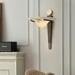 Aurelian Crest Alabaster Wall Sconce in Bronze with White Natural Stone Shade