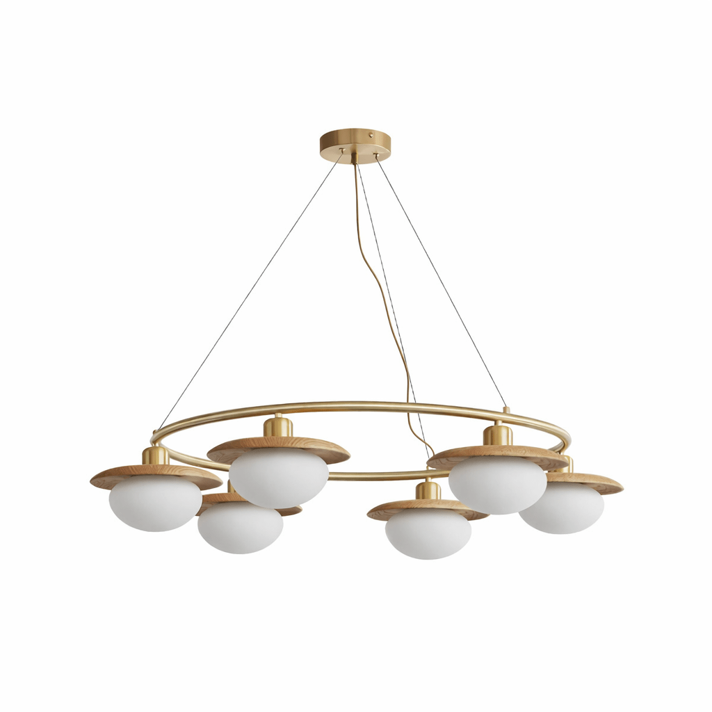 Aurelin Halo Chandelier — Modern Brass & Glass Pendant Light