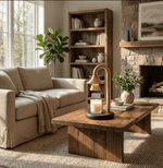 Aurelio Candle Warmer Lamp – Brass & Wood Table Lamp
