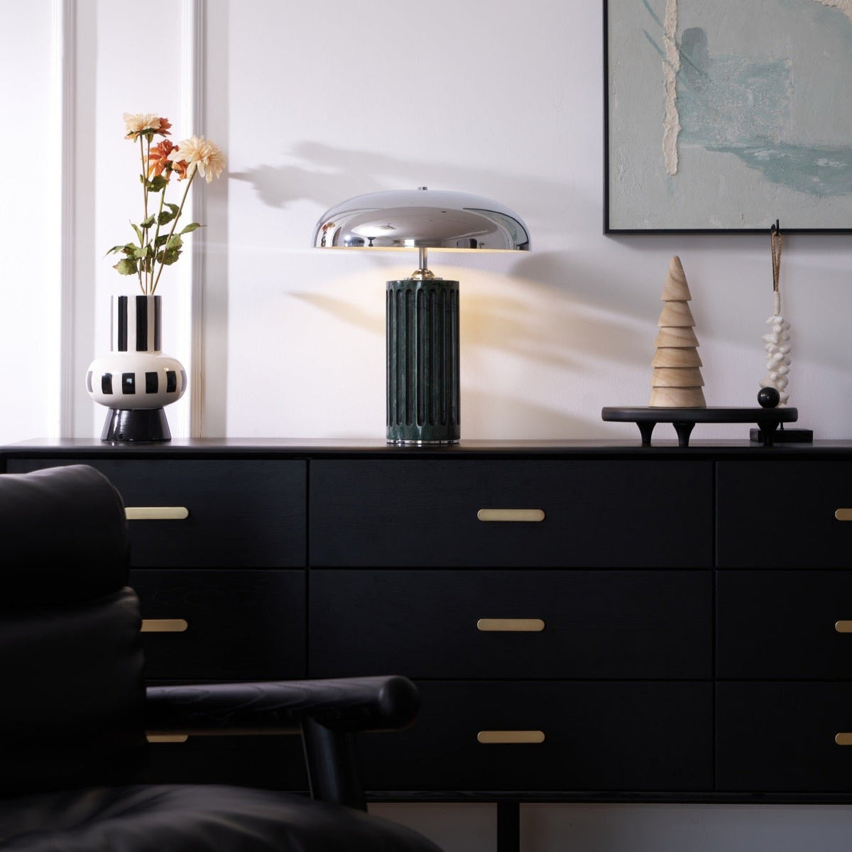 Aurelio Dome Table Lamp with Marble Base – Modern Sculptural Lighting
