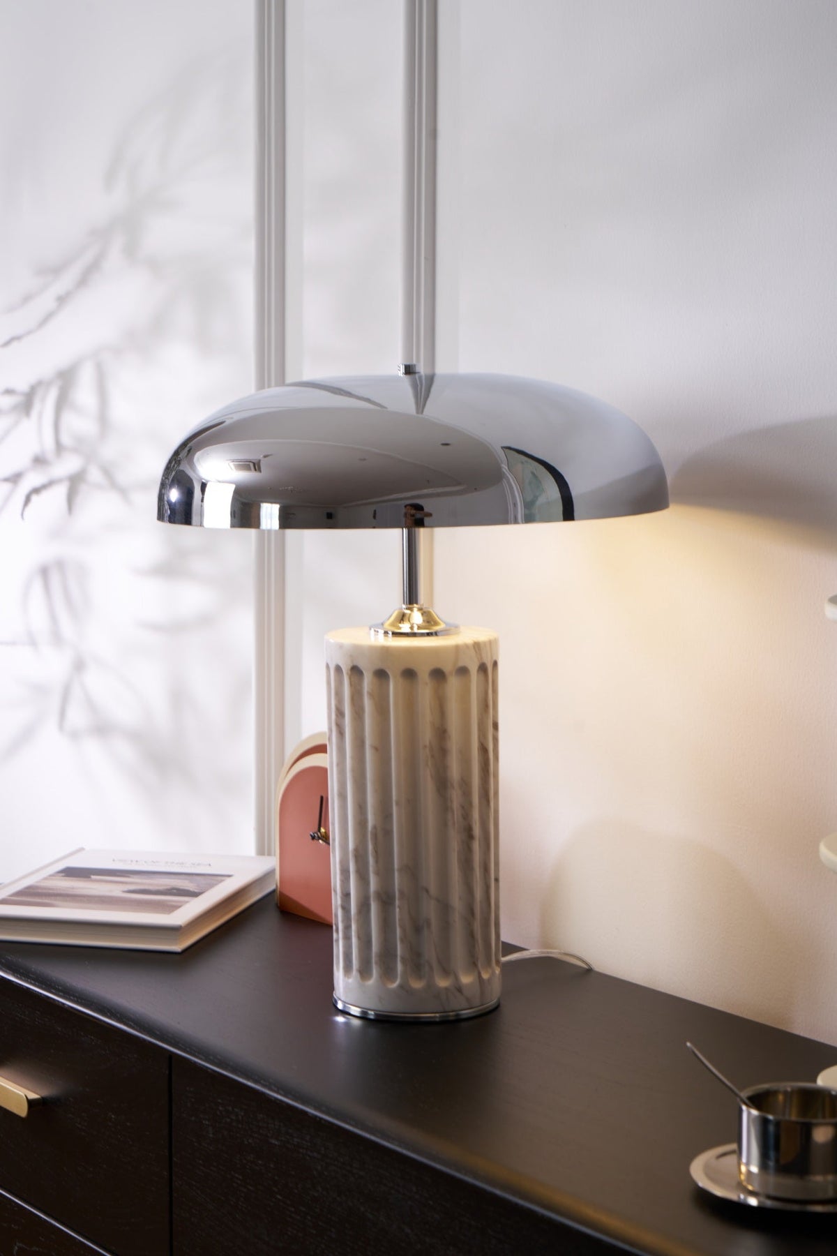 Aurelio Dome Table Lamp with Marble Base – Modern Sculptural Lighting