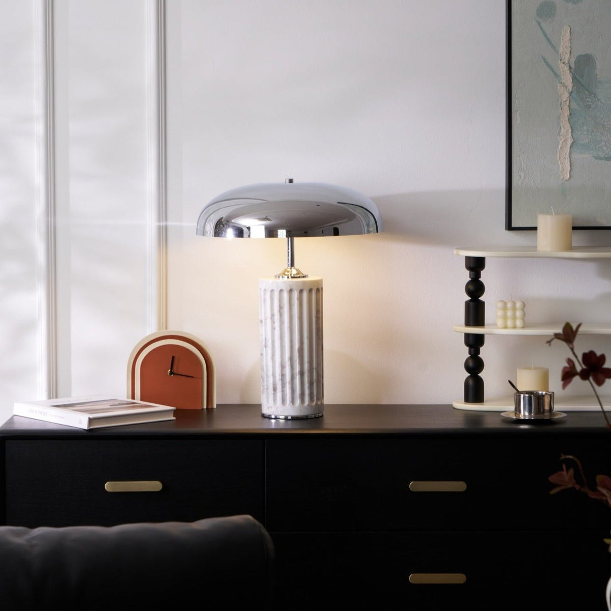 Aurelio Dome Table Lamp with Marble Base – Modern Sculptural Lighting
