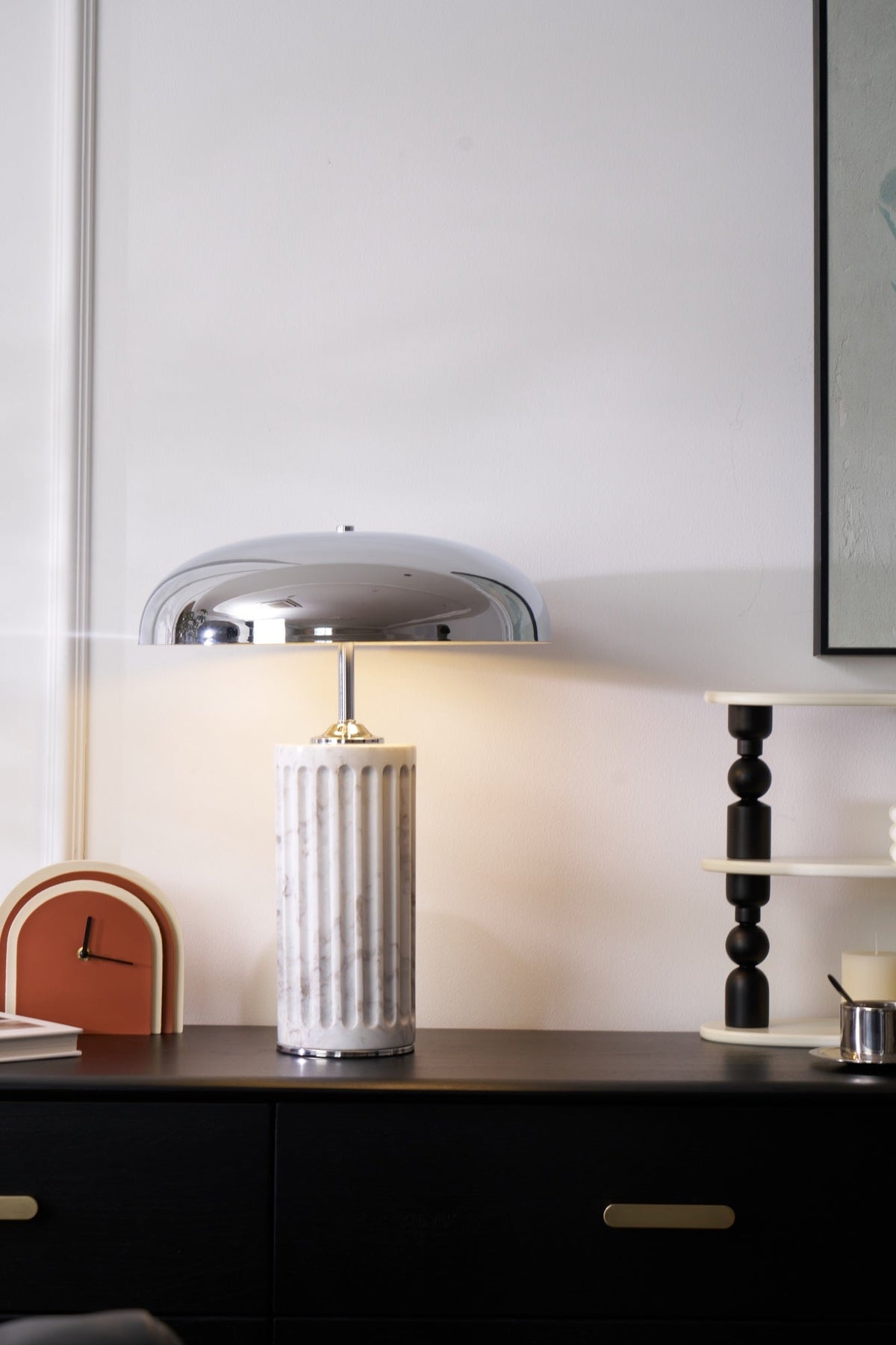Aurelio Dome Table Lamp with Marble Base – Modern Sculptural Lighting