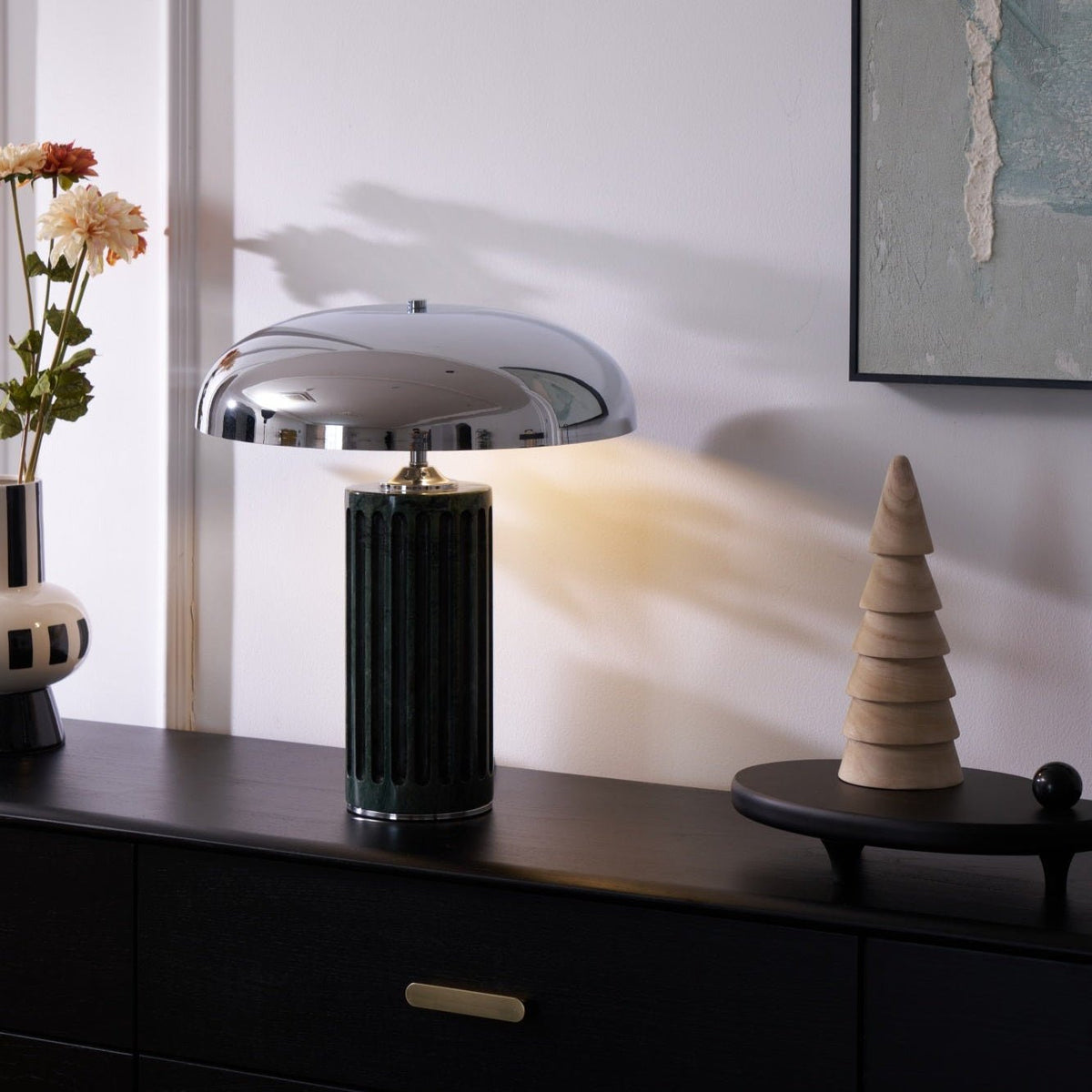 Aurelio Dome Table Lamp with Marble Base – Modern Sculptural Lighting