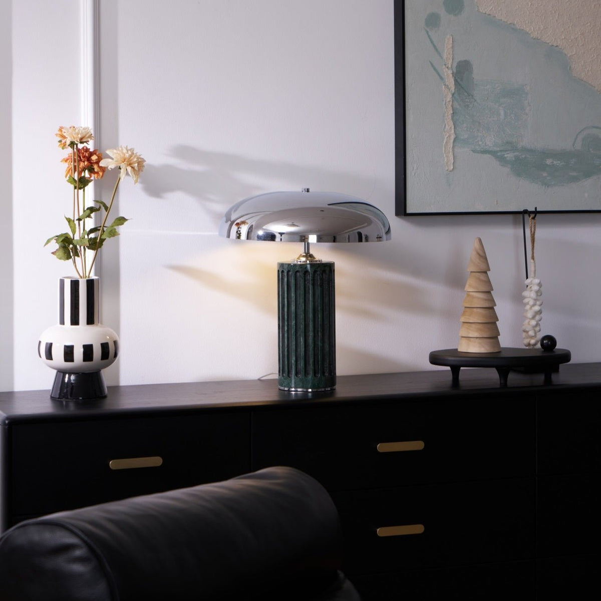 Aurelio Dome Table Lamp with Marble Base – Modern Sculptural Lighting