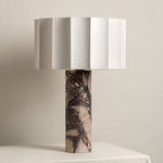 Aurelio Sculptural Marble Table Lamp with Fabric Shade for Modern Interiors