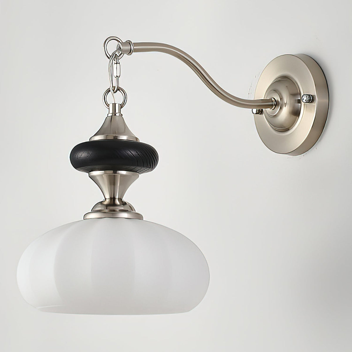Aurelo Wall Sconce with Glass Shade and Wood Accents