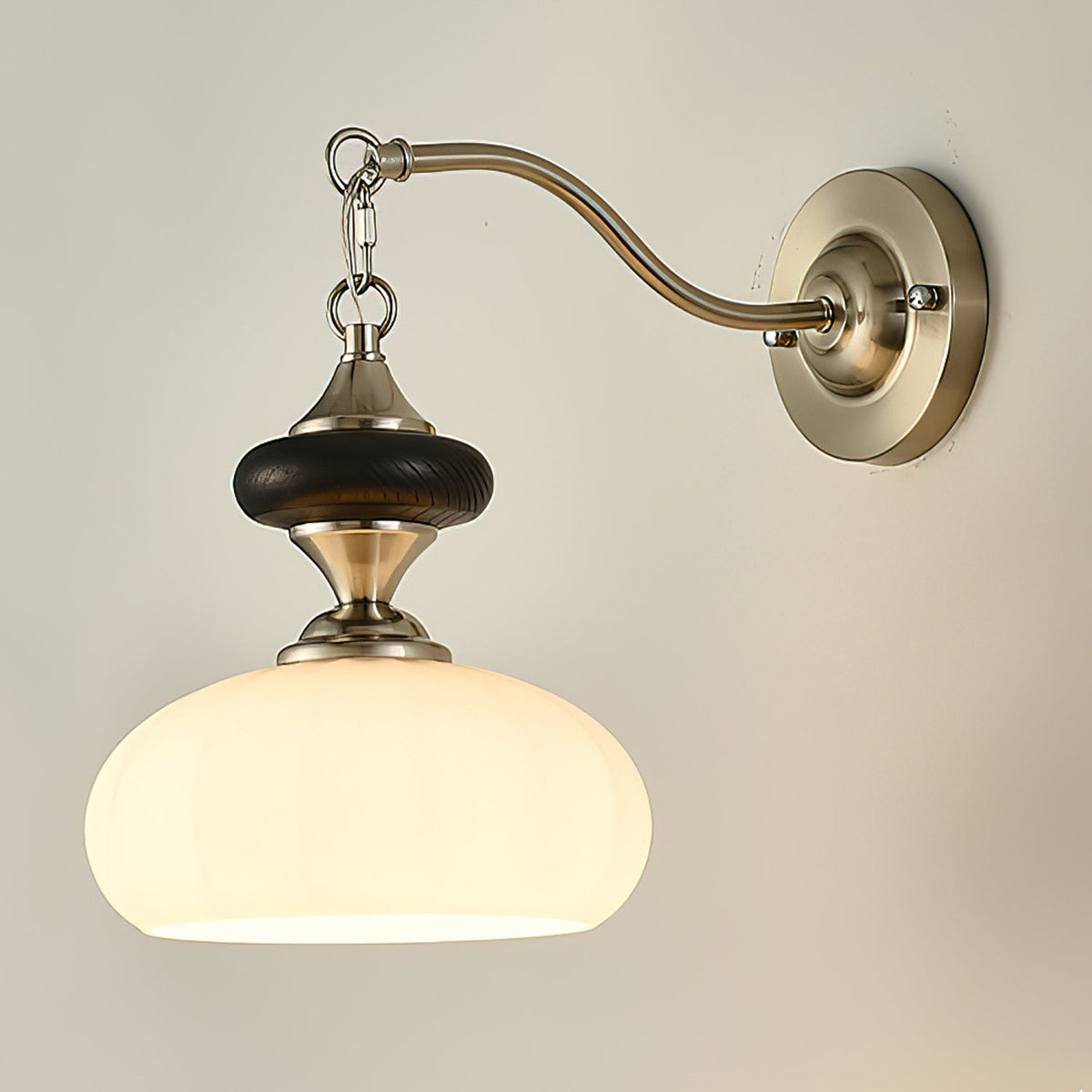 Aurelo Wall Sconce with Glass Shade and Wood Accents