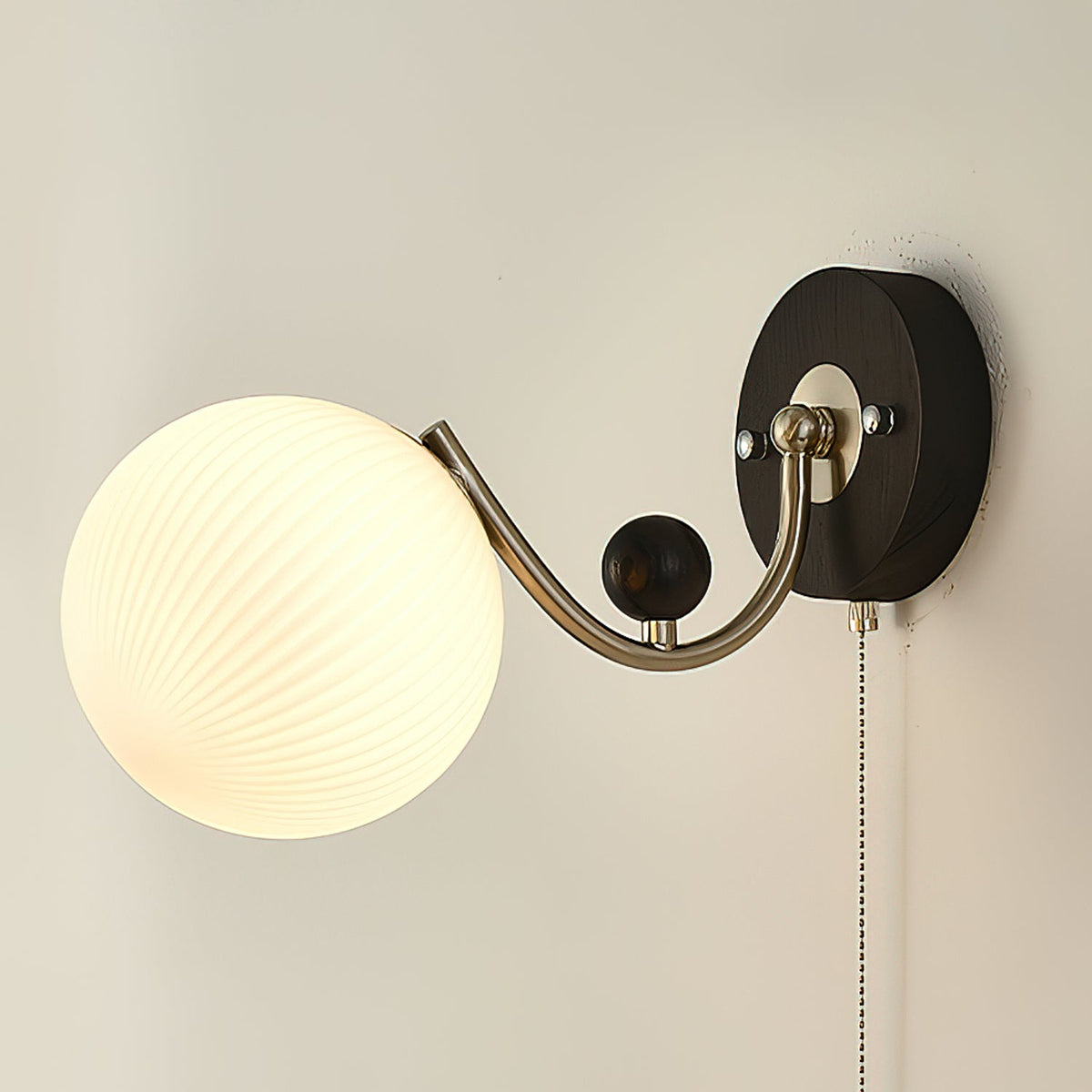 Aurelo Wall Sconce with Glass Shade and Wood Accents