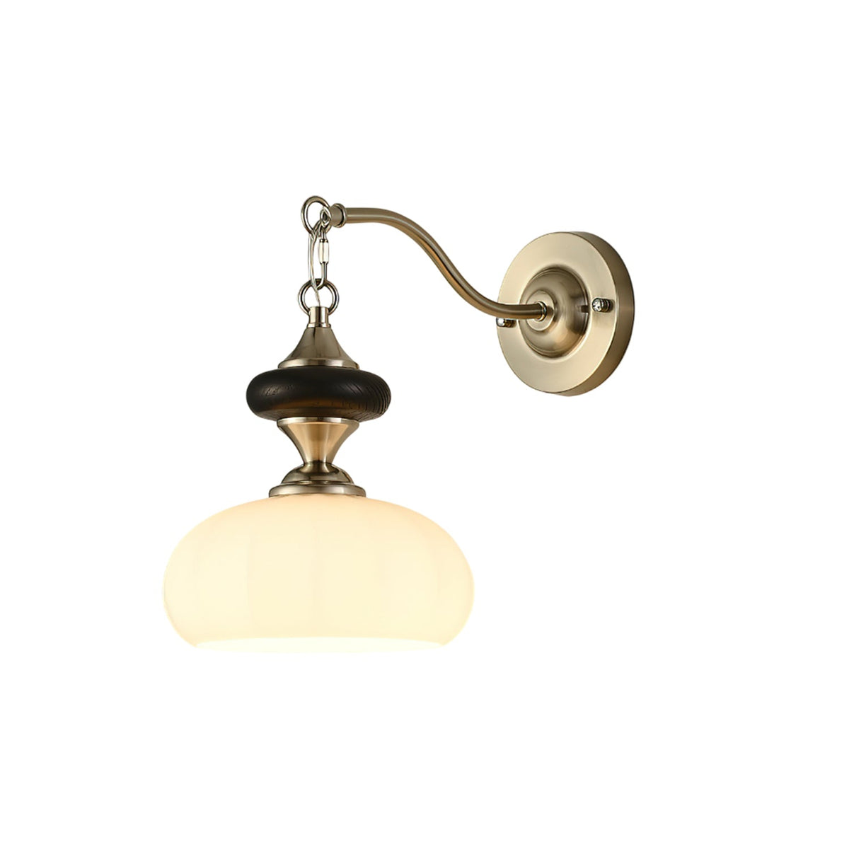 Aurelo Wall Sconce with Glass Shade and Wood Accents