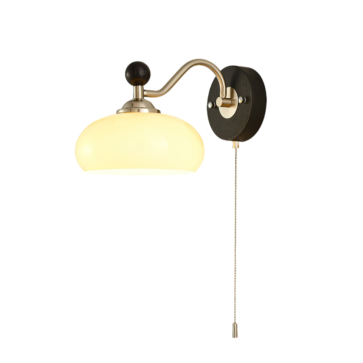 Aurelo Wall Sconce with Glass Shade and Wood Accents