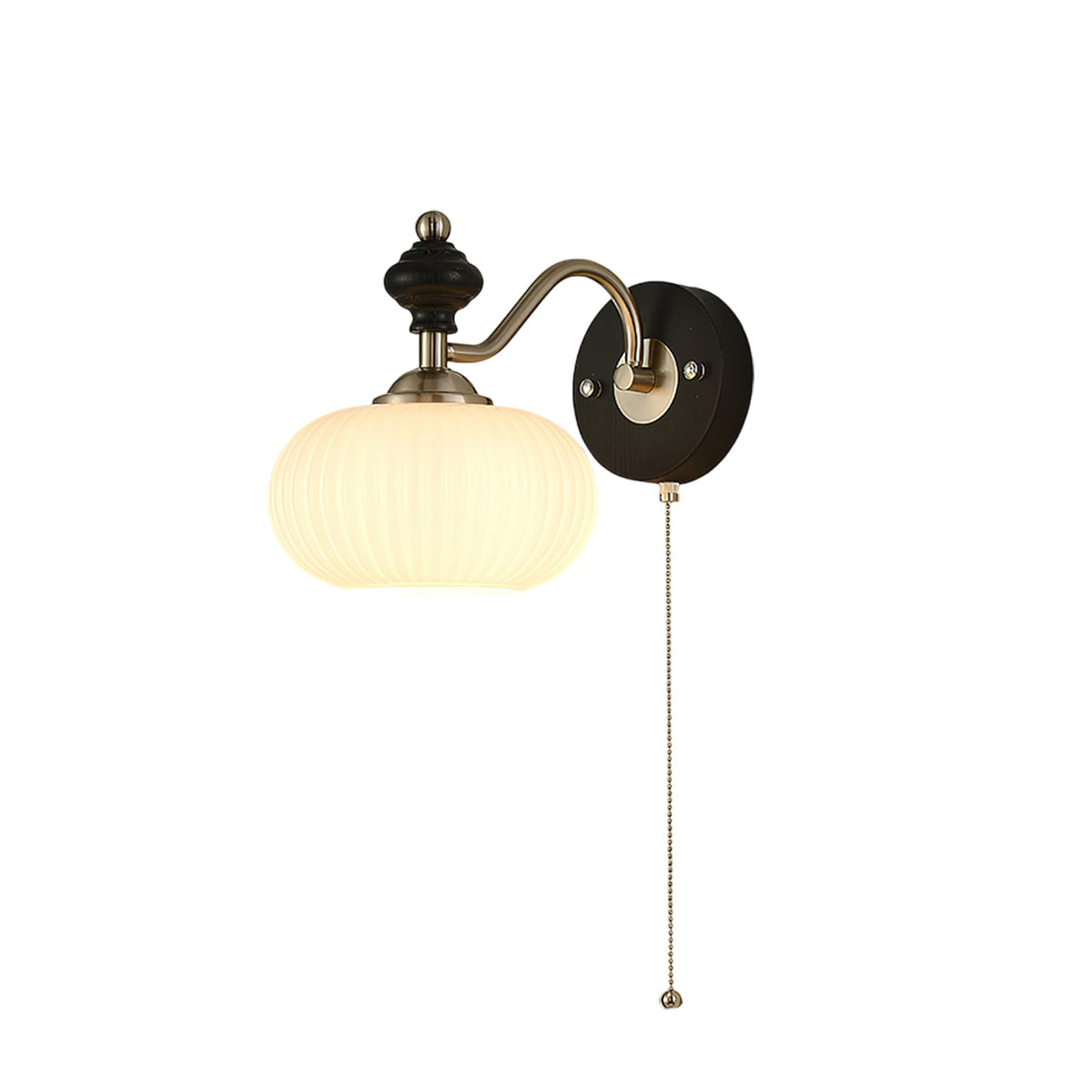Aurelo Wall Sconce with Glass Shade and Wood Accents