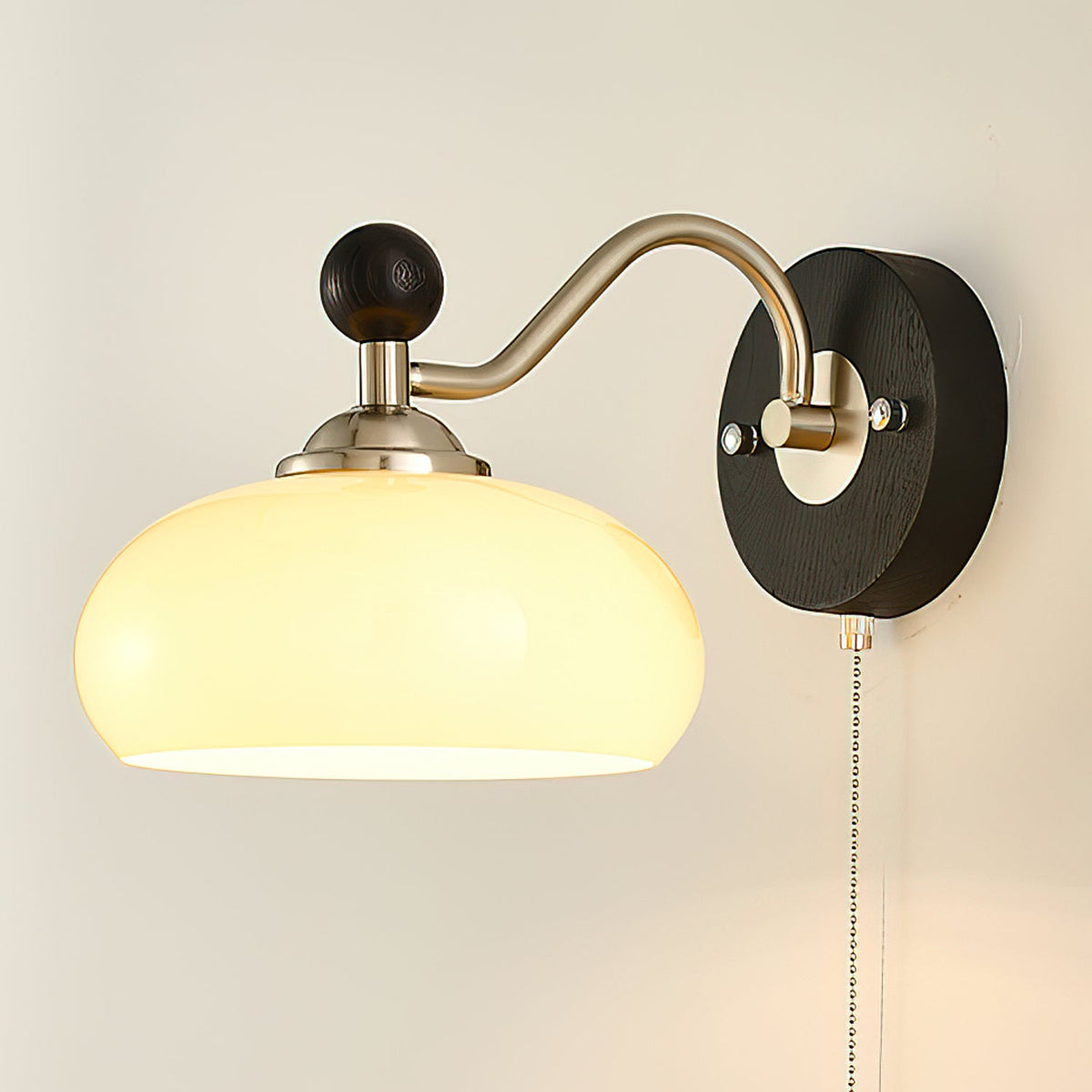 Aurelo Wall Sconce with Glass Shade and Wood Accents