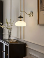 Aurelo Wall Sconce with Glass Shade and Wood Accents