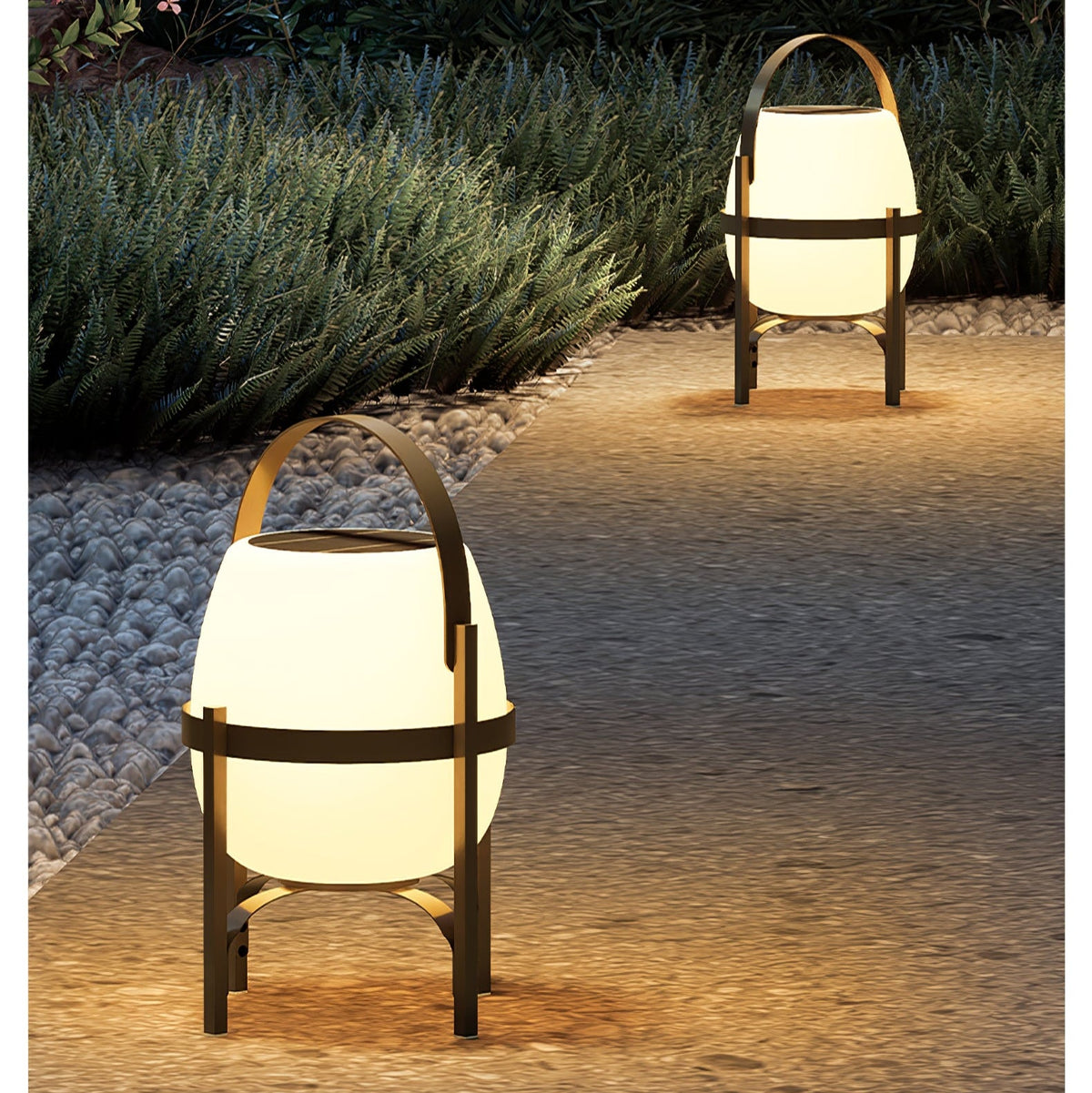 Auren Solar-Powered Outdoor Lantern with Warm Ambient Glow