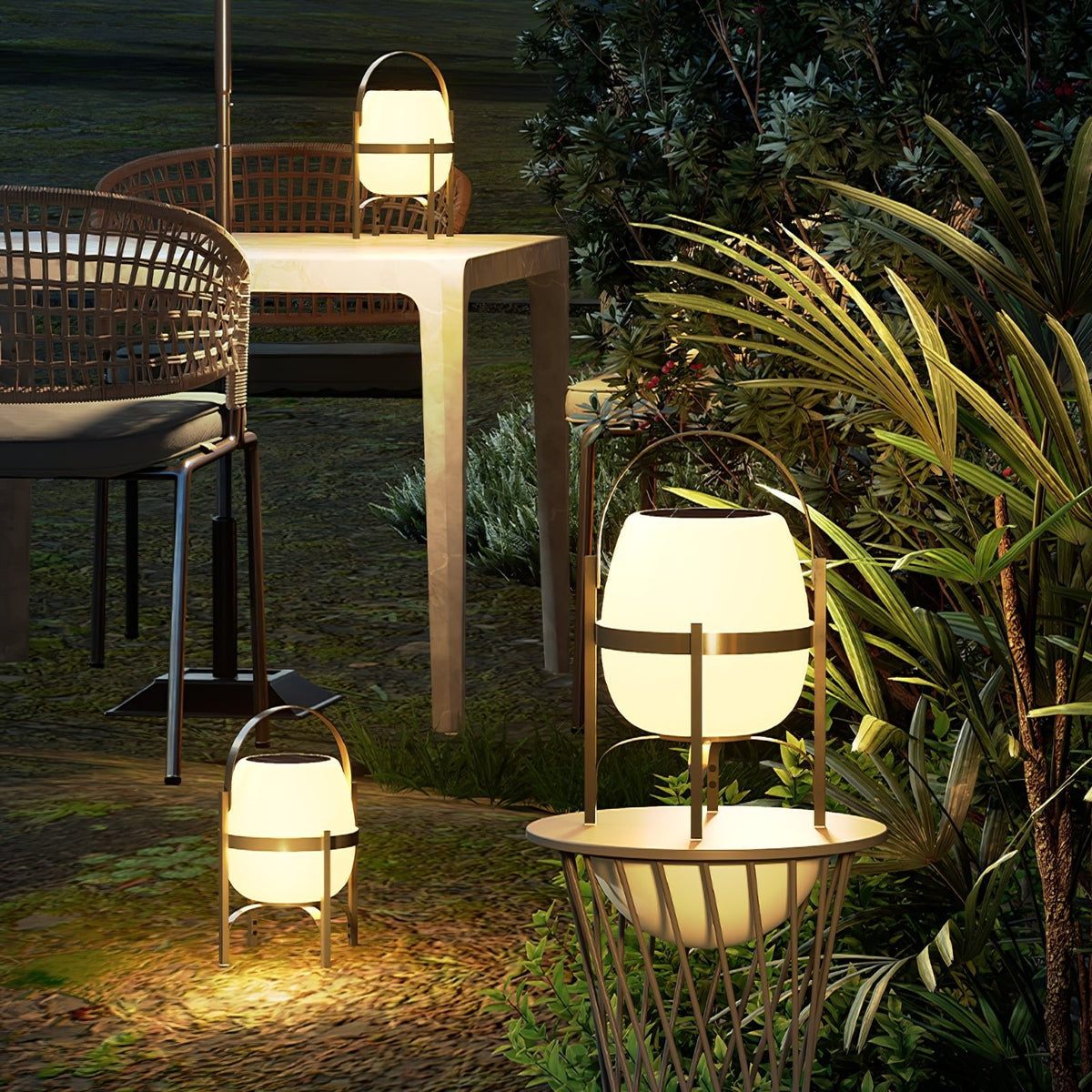 Auren Solar-Powered Outdoor Lantern with Warm Ambient Glow