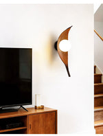 Aureo Leaf Glass Wall Sconce in Amber with Walnut Finish