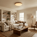 Aureon Round Alabaster Flush Mount Ceiling Light in Brushed Brass