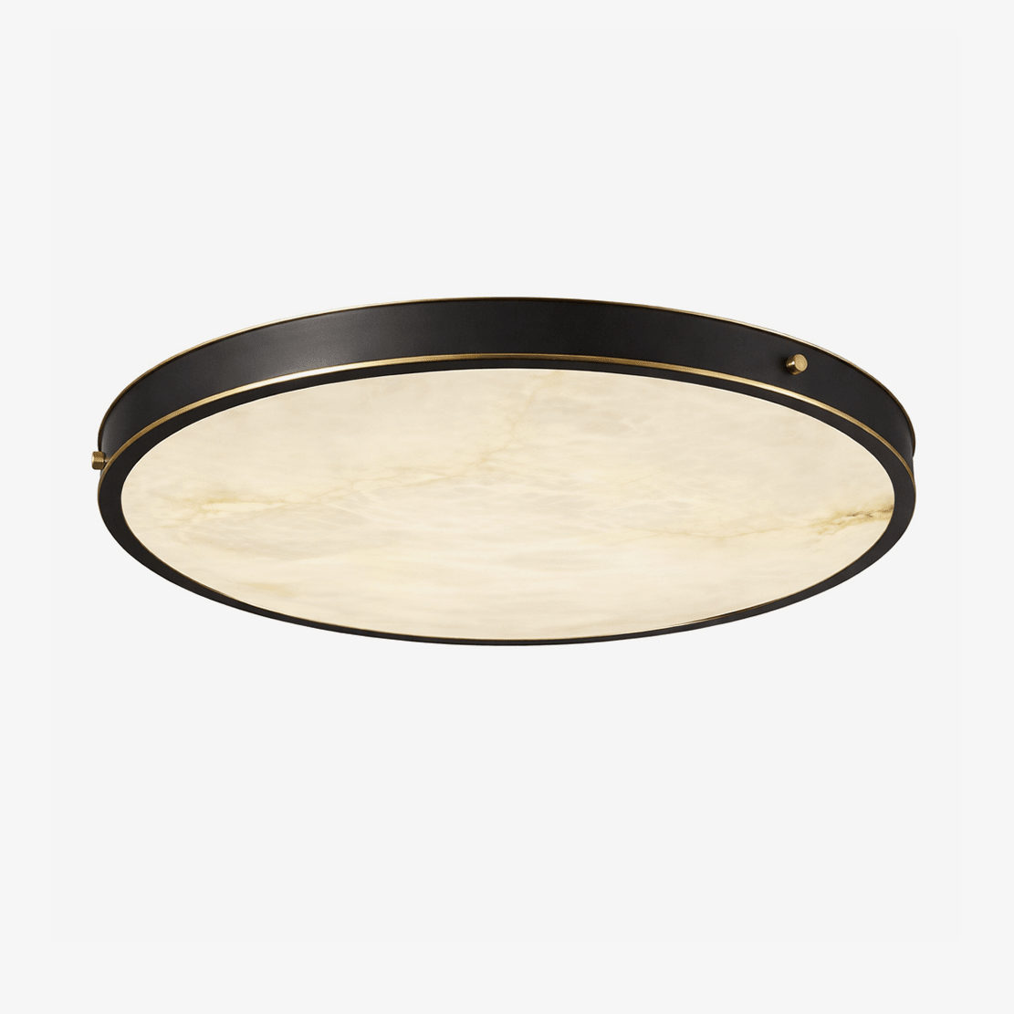 Aureon Round Alabaster Flush Mount Ceiling Light in Brushed Brass