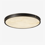 Aureon Round Alabaster Flush Mount Ceiling Light in Brushed Brass