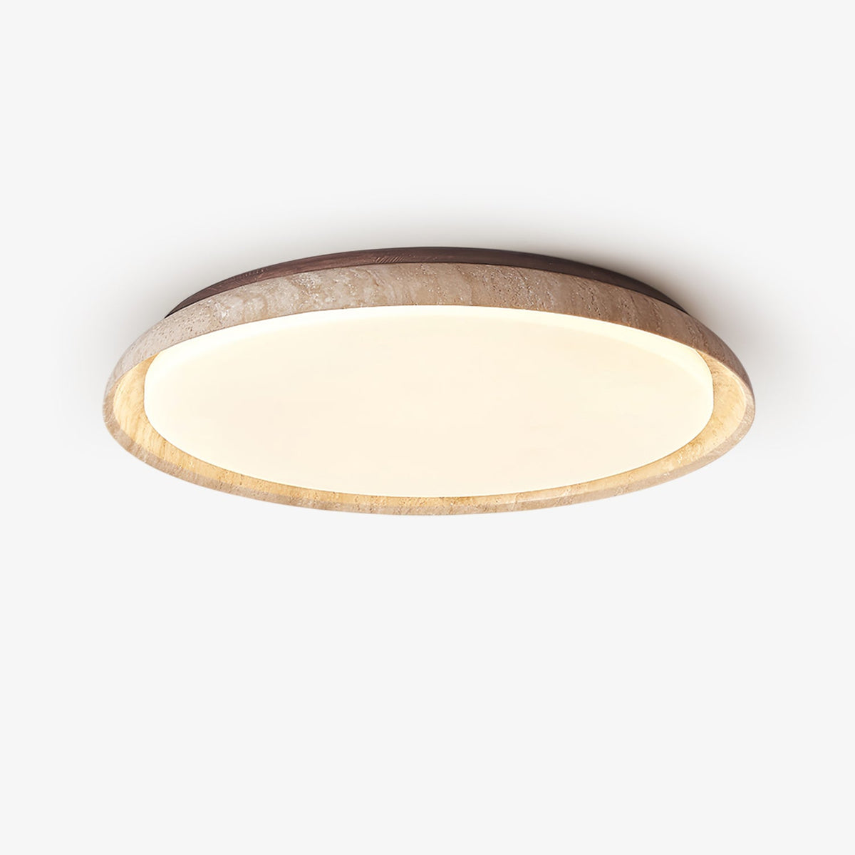 Aureum Edge Ceiling Light in Yellow Travertine — Modern Flush Mount LED