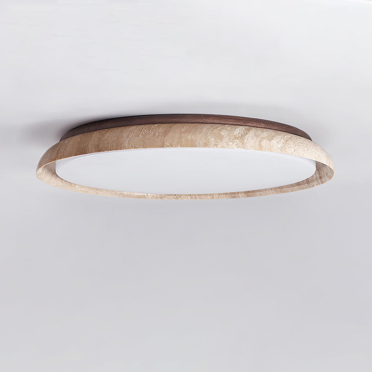 Aureum Edge Ceiling Light in Yellow Travertine — Modern Flush Mount LED