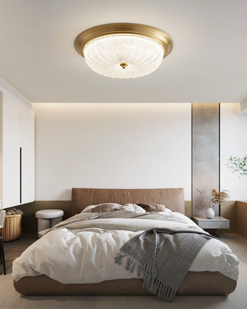 Aurevielle Semi Flush Ceiling Light in Brass and Glass