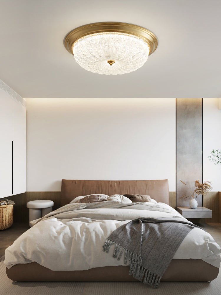 Aurevielle Semi Flush Ceiling Light in Brass and Glass