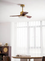 Aurevo Ceiling Fan Light with LED and Walnut Blades