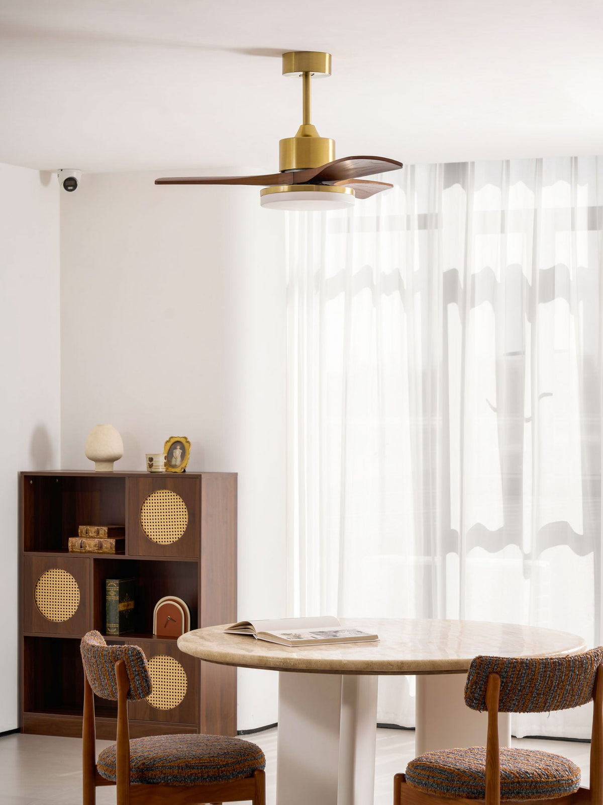 Aurevo Ceiling Fan Light with LED and Walnut Blades