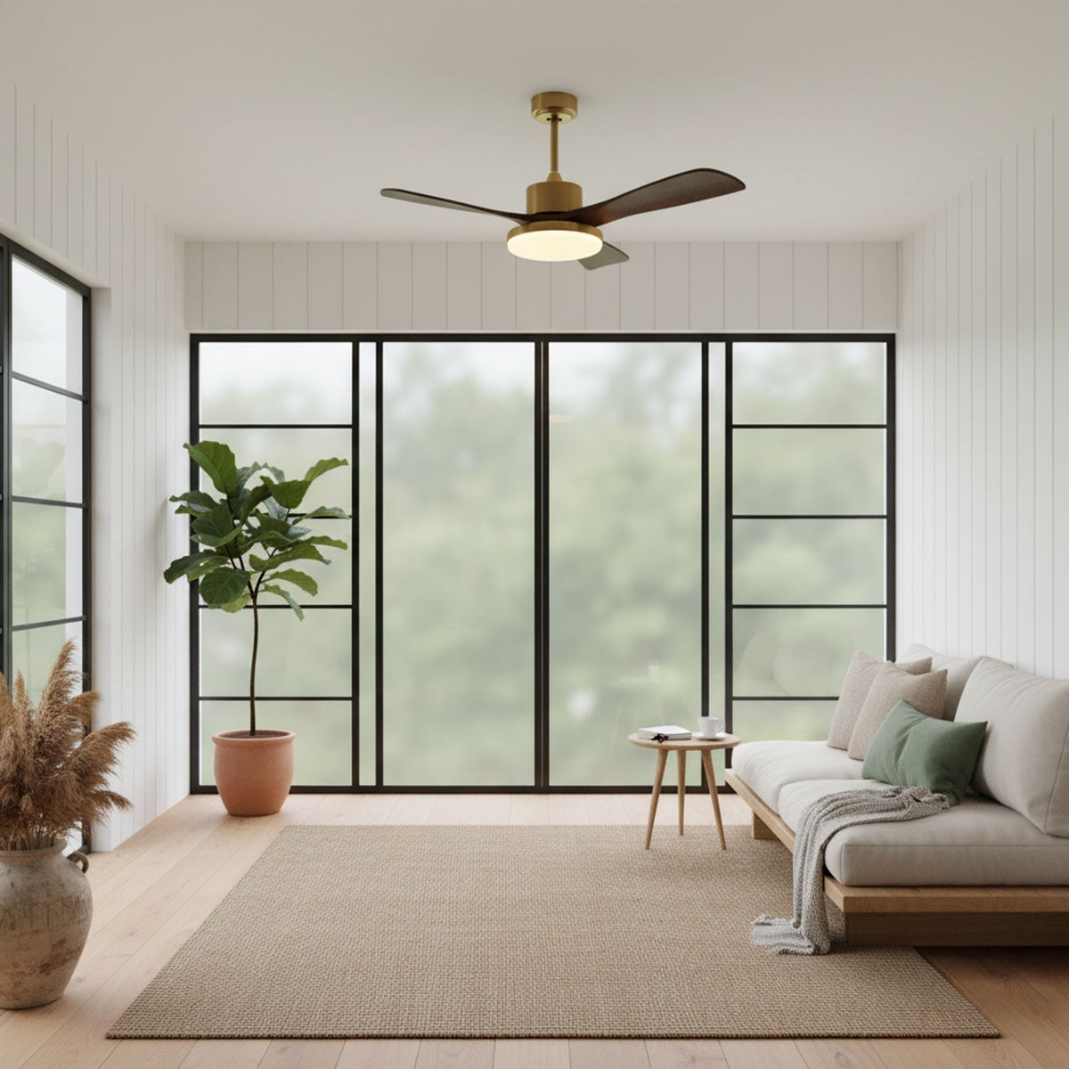 Aurevo Ceiling Fan Light with LED and Walnut Blades