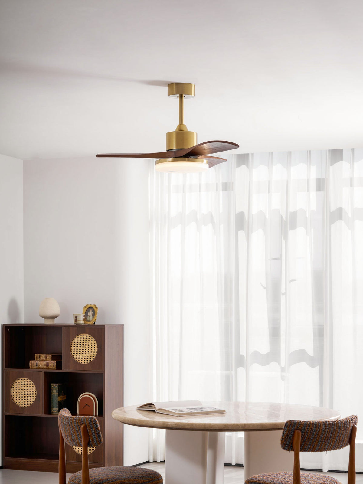 Aurevo Ceiling Fan Light with LED and Walnut Blades