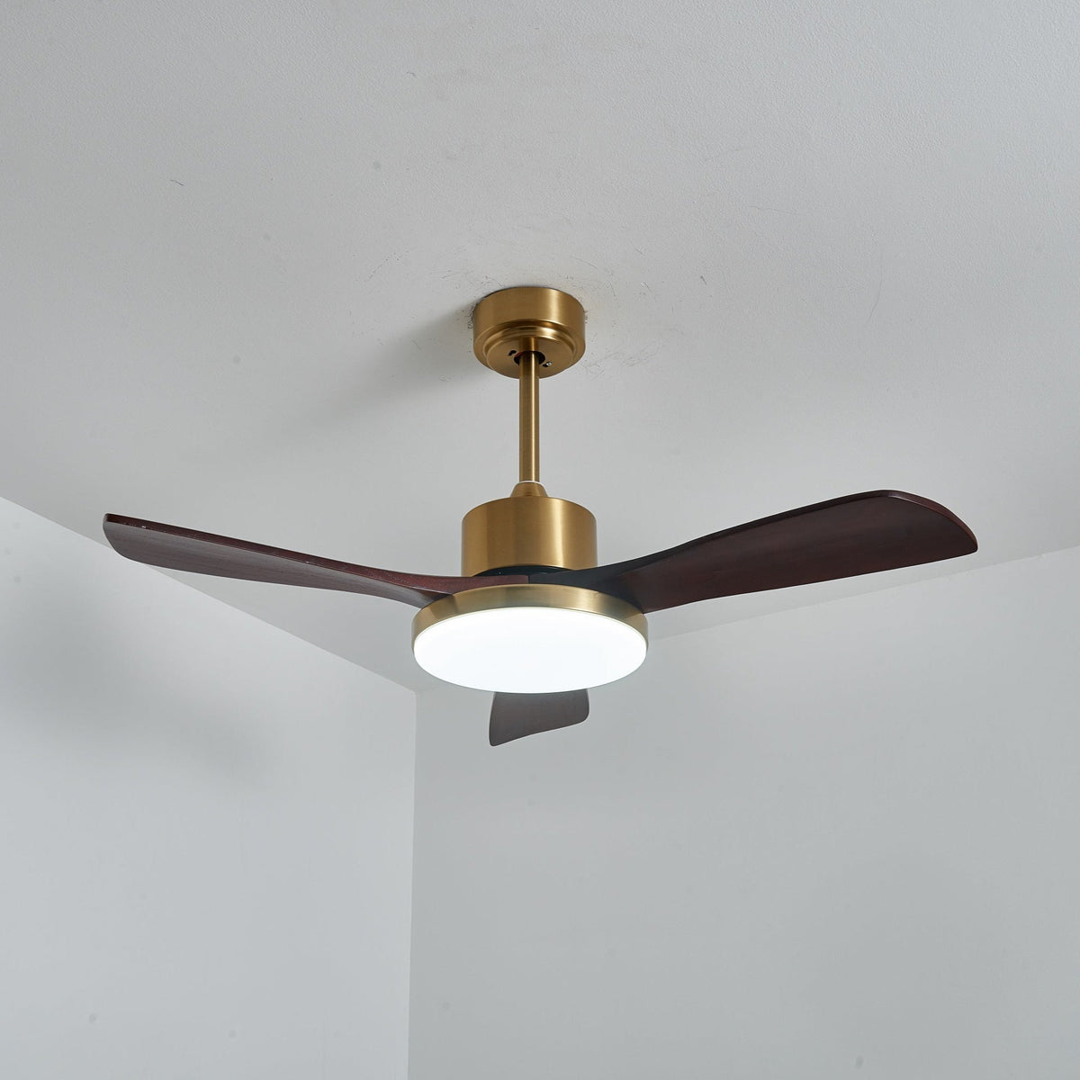 Aurevo Ceiling Fan Light with LED and Walnut Blades