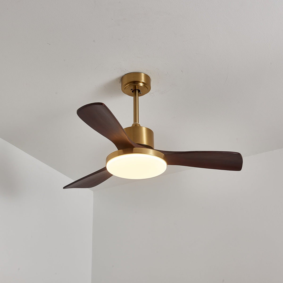 Aurevo Ceiling Fan Light with LED and Walnut Blades